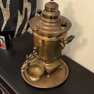 Vintage Brass Samovar with Tray